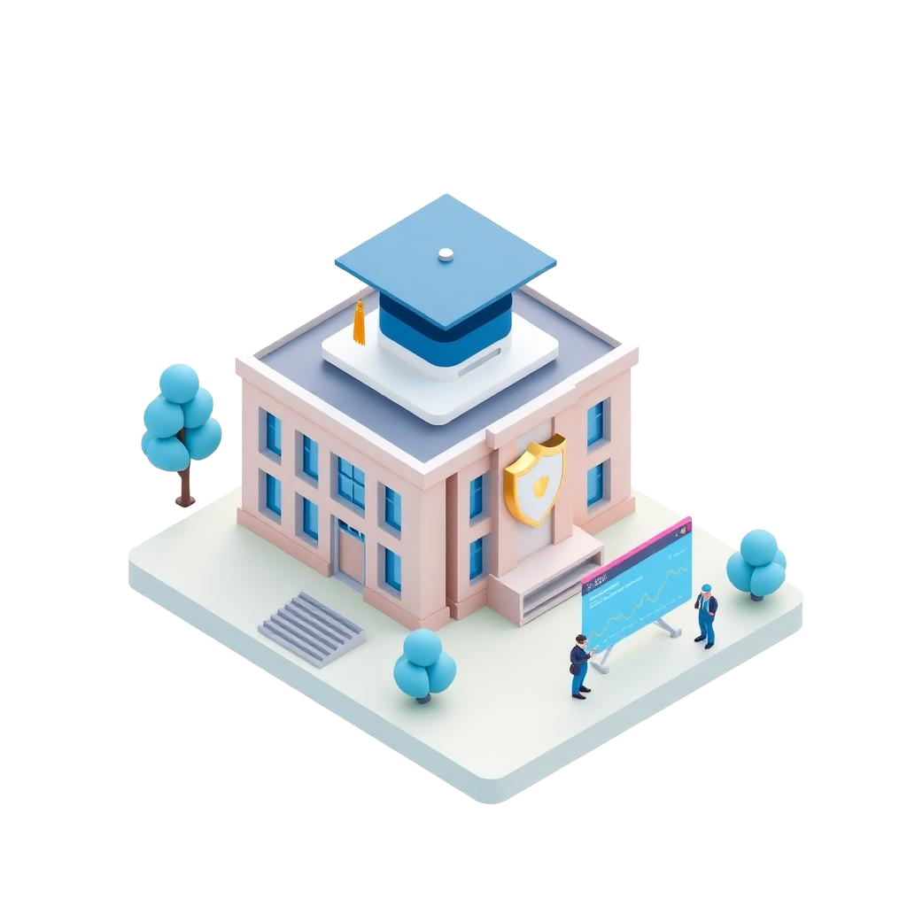 University with security dashboard illustration